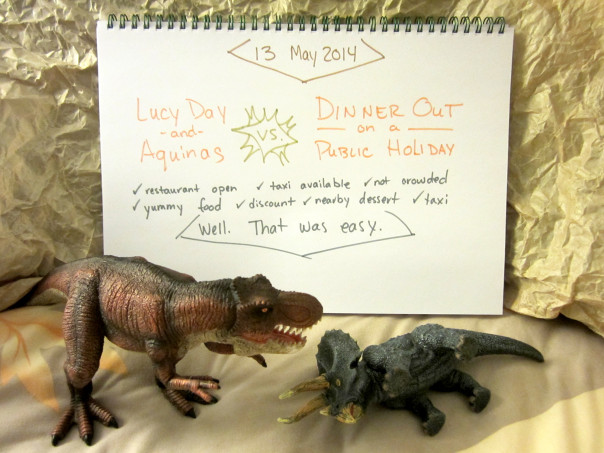 Lucy Day and Aquinas vs. Dinner Out on a Public Holiday